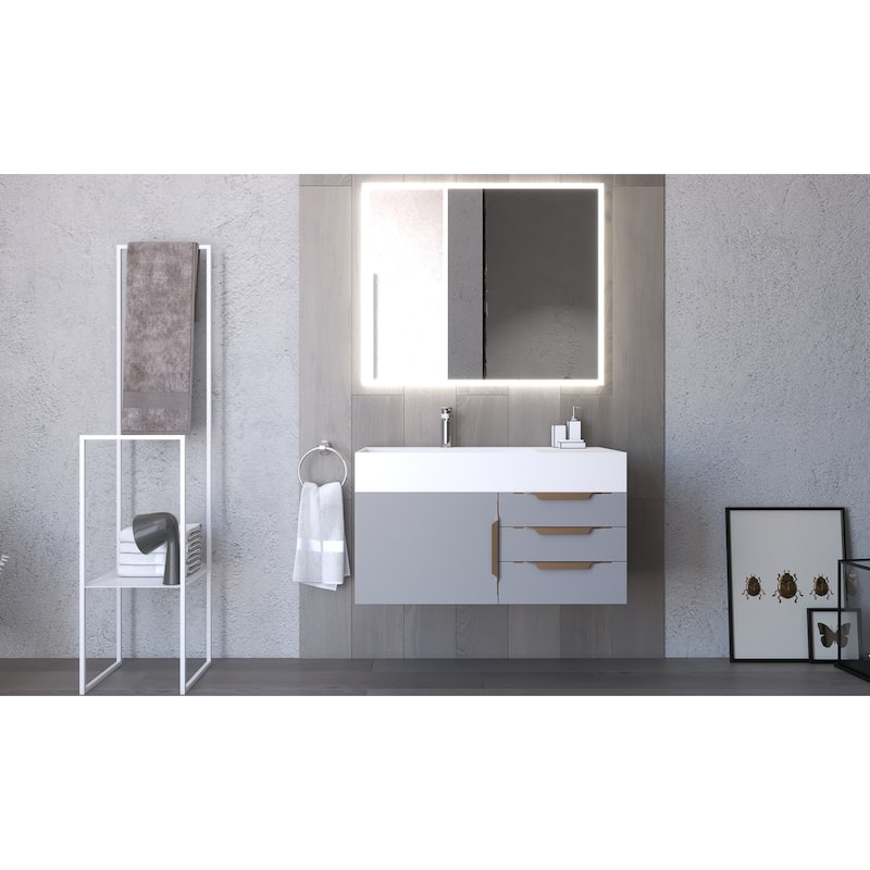 Amazon 36" Wall Mounted Bathroom Vanity Set w/ White Top