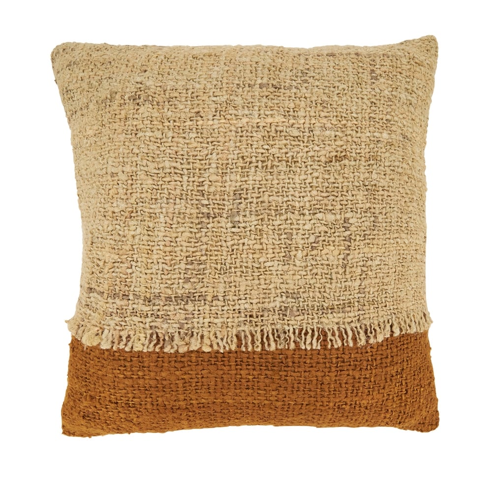 Two-Tone Fringe Throw Pillow
