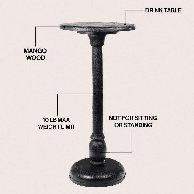 Leopold 24.5" Mango Wood Pedestal Round Drink Table and Decorative End Table, By JONATHAN Y