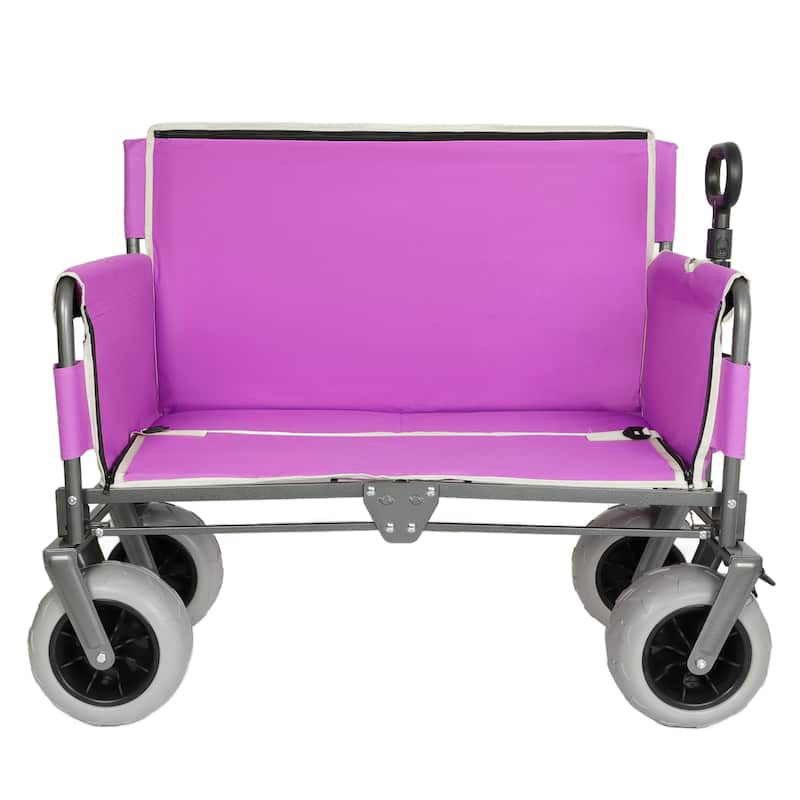 3-in-1 Heavy-Duty Convertible Folding Wagon Cart with Bench Seat & Storage - 500lbs, 180L Capacity Utility Wagon