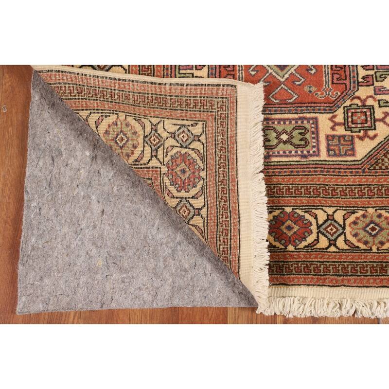 Geometric Anatolian Vintage Runner Rug Hand-Knotted Wool Carpet - 3'1" X 9'10"