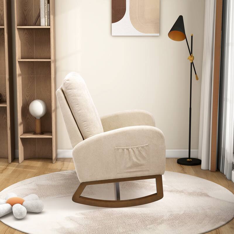 27.2"W Polyester Rocking Chair with Side Pocket