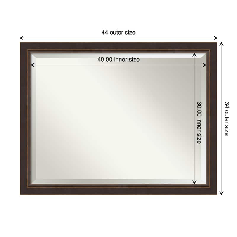 Beveled Wood Bathroom Wall Mirror - Lara Bronze Frame - Lara Bronze - 44 x 34 in