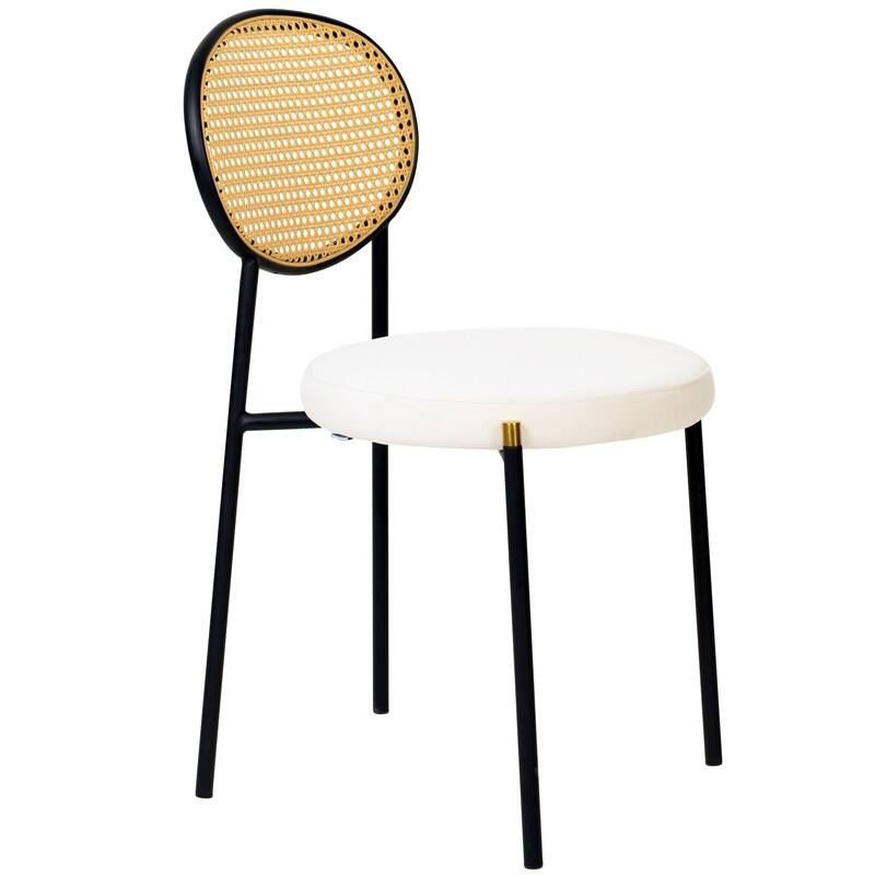 Leisuremod 5-Piece Dining Set with 1 Modern Solid Wood Top Round Dining Table and 4 Velvet/Leather Upholstered Chairs