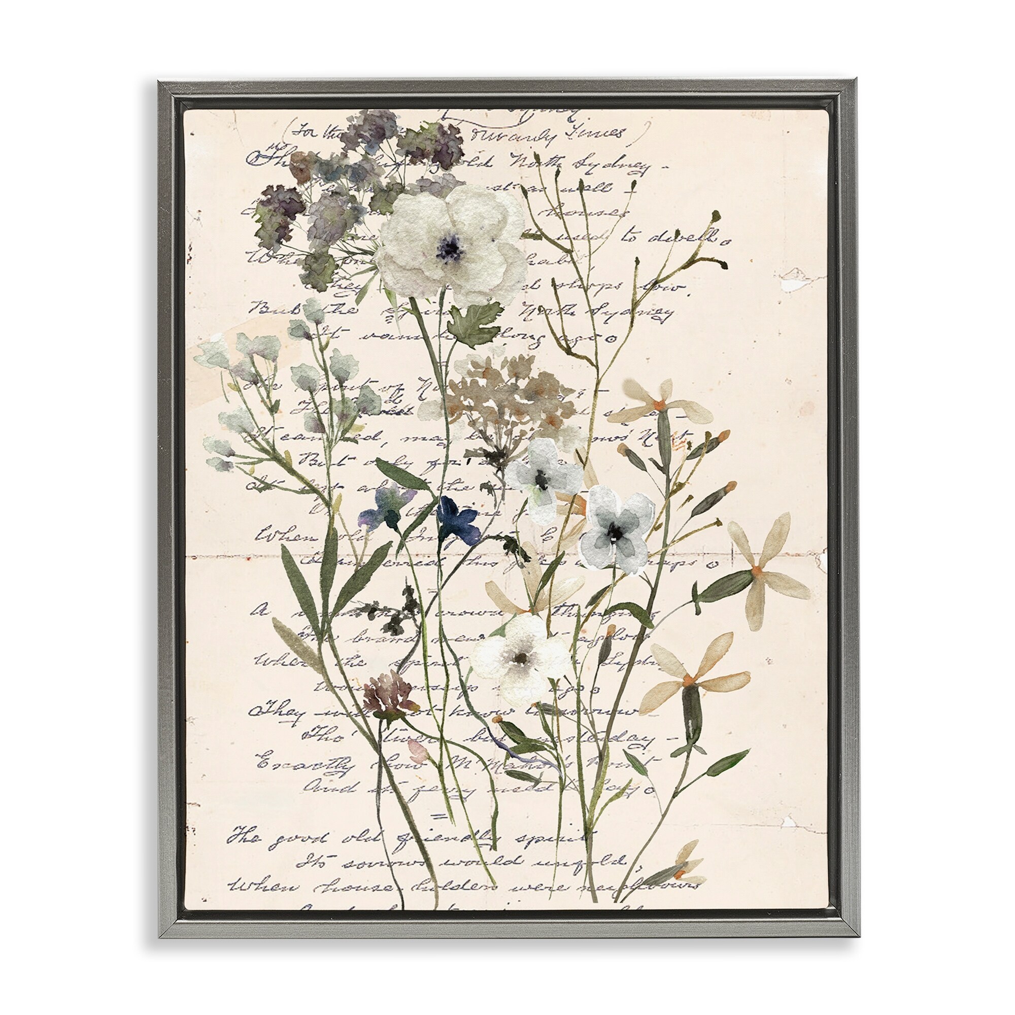 Stupell Vintage Pressed Flowers Framed Floater Canvas Wall Art Design By Carol Robinson