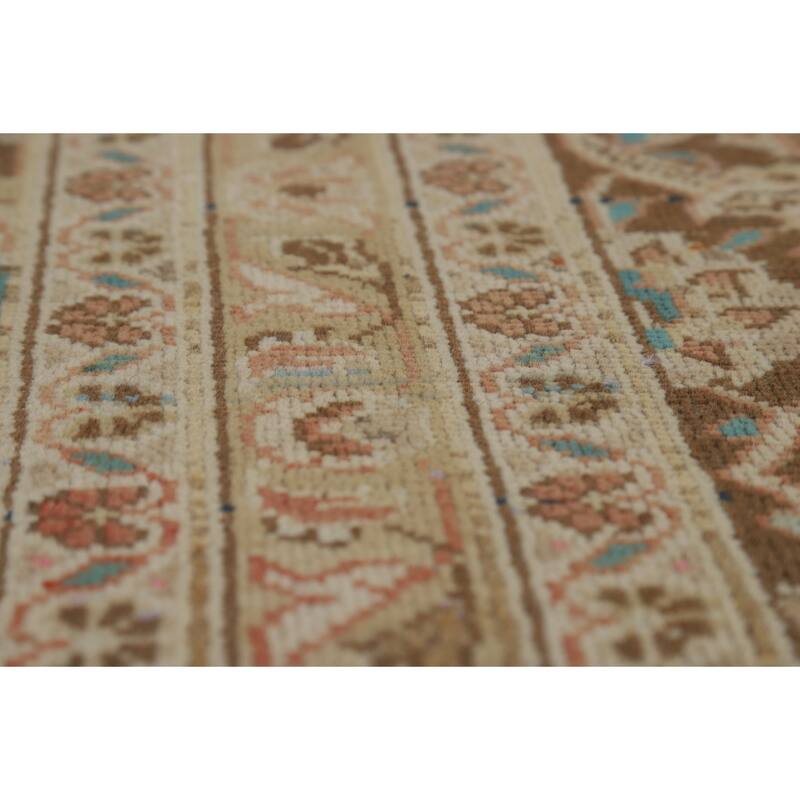 Traditional Mashad Persian Vintage Rug Handmade Orange Wool Carpet - 9'6" x 12'9"