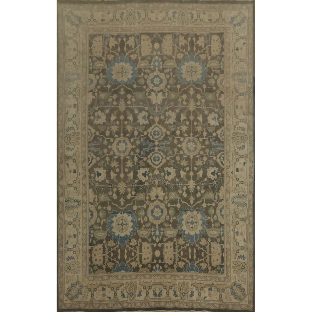 Hand Knotted Oriental 100% Wool Carpet Traditional All-Over Greys & Charcoal Ziegler Area Rug - 12' 6'' X 9' 8''