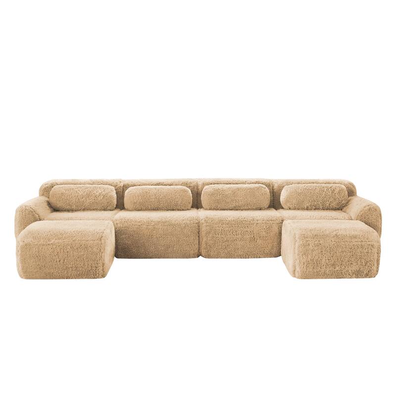 Cloud Sectional Couch with 2 Ottomans & Pillows, Boneless Couches for Living Room, U Shaped Sectional Sofa Deep Seat Comfy Couch