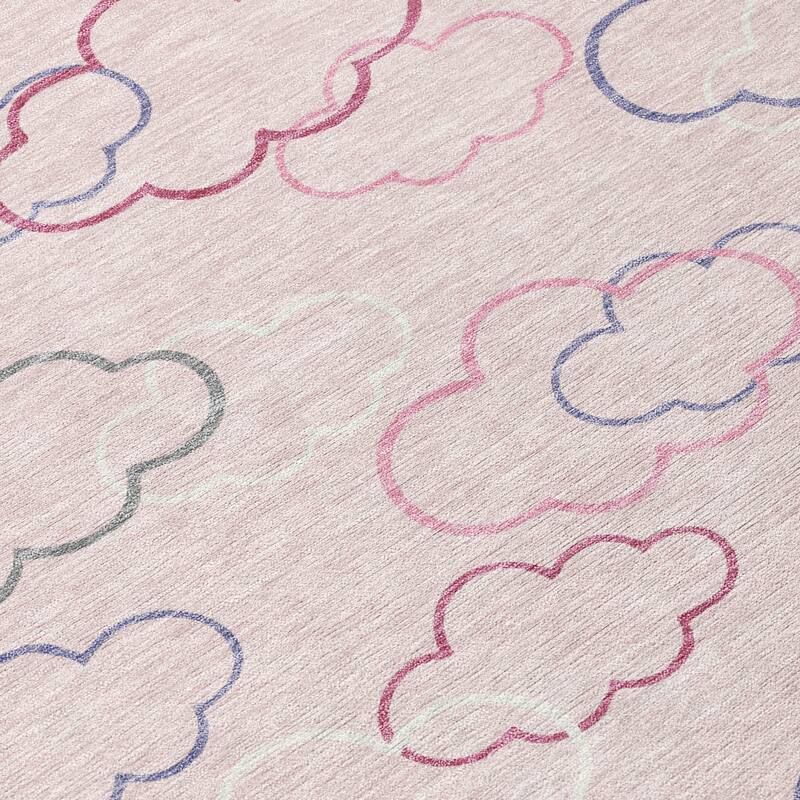 Machine Washable Indoor/ Outdoor Modern Clouds Chantille Rug