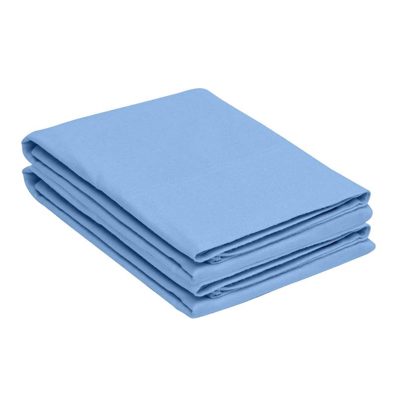 Superior Solid Flannel Cotton Fuzzy Pillowcases, Set of 2
