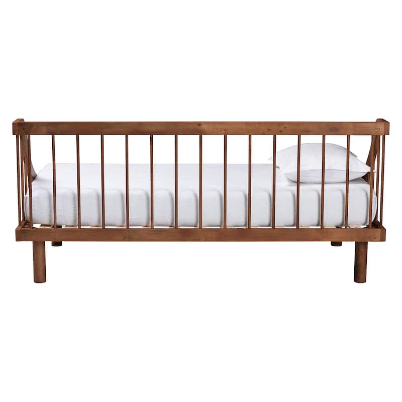 Helio Mid-Century Modern Walnut Brown Finished Wood Twin Daybed
