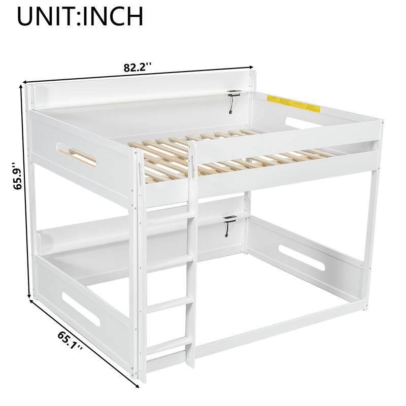 Queen over Queen Bunk Bed with Storage Shelves & USB Ports by Harper&Bright Designs