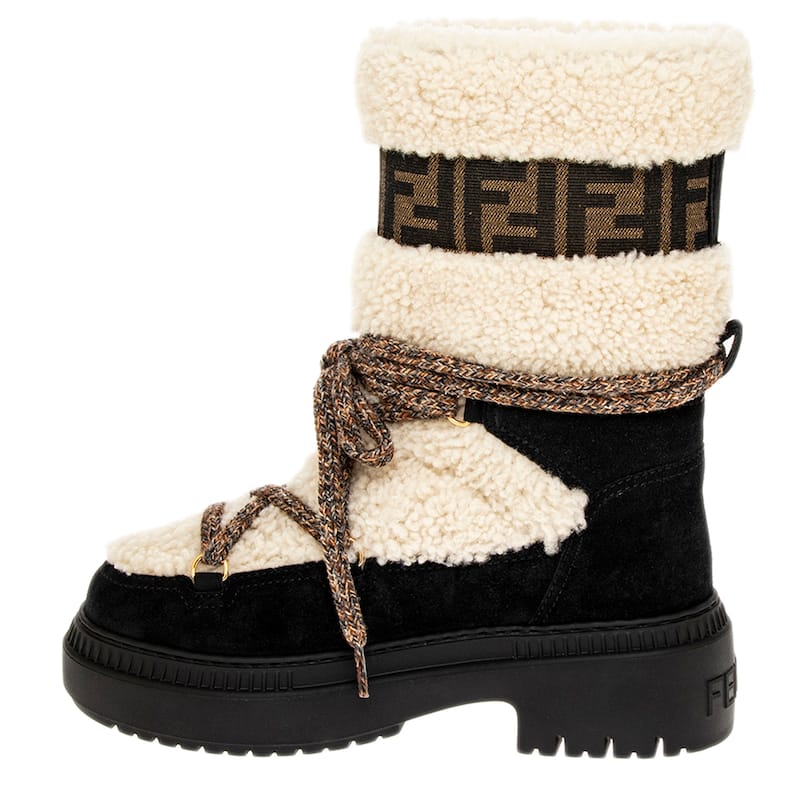 Fendi Apres Chic Sheepskin and Suede Boots