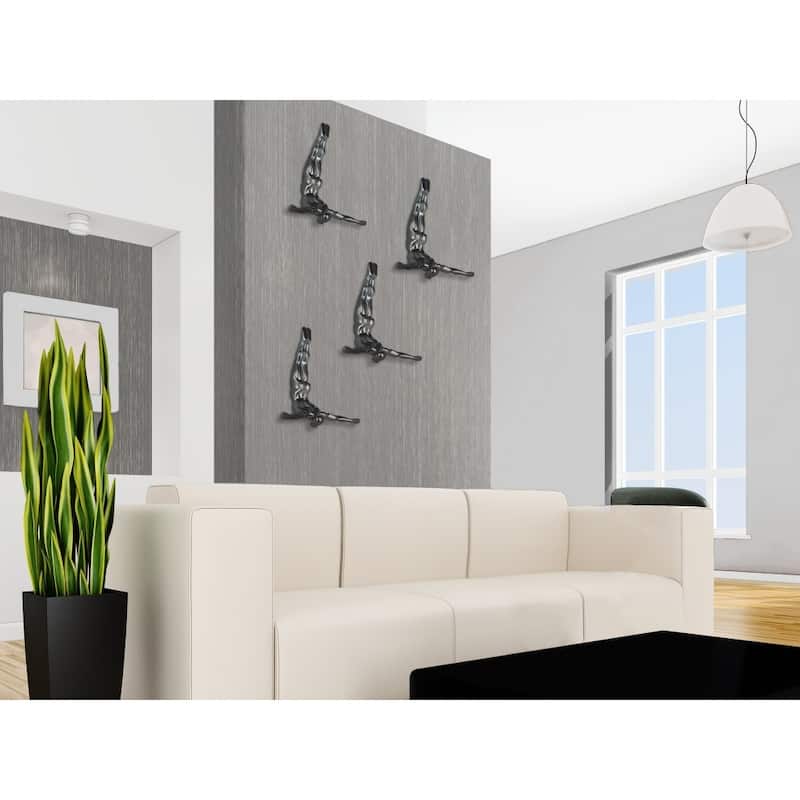 Finesse Decor Diving Man Modern Resin Statue - Chrome