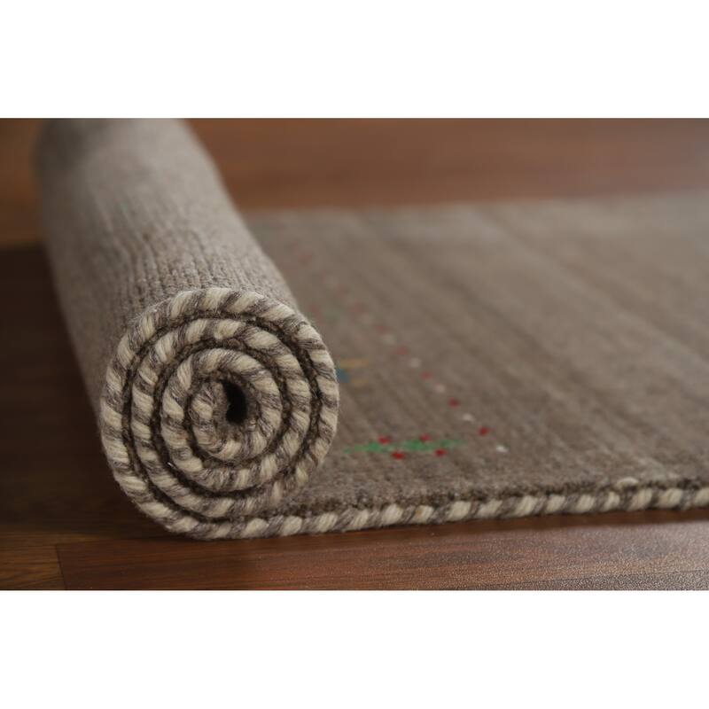 Gabbeh Indian Runner Rug Hand-Knotted Oriental Grey Wool Carpet - 2'4" x 9'9"