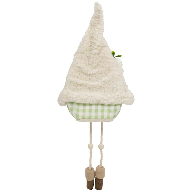 Plush Sitting Gnome with Dangling Legs Spring Figurine -10.5"