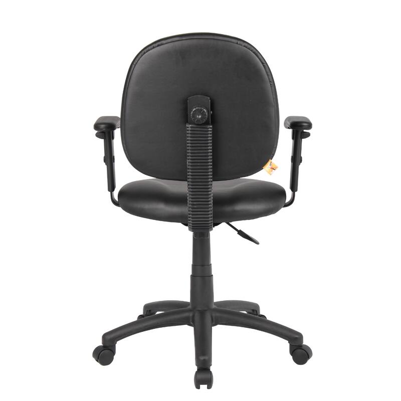 Blair Swivel Task Armchair with Contour Back, Caster Wheel, Black Vinyl