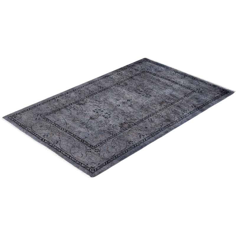 Overdyed One-of-a-Kind Hand-Knotted Area Rug - Gray - 2' 8" x 4' 2"