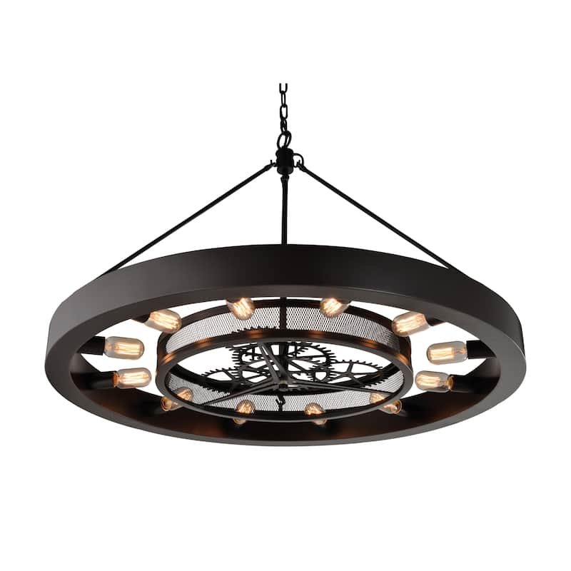 Chronology 39-inch Wide 12-Light Chandelier in Oil Rubbed Bronze - 39in W x 39in D x 25in H - 39in W x 39in D x 25in H - Bronze