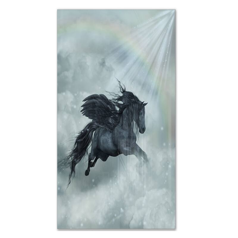 Pegasus in the Heaven - Animal Art Glossy Metal Wall Art - 12 in. wide x 28 in. high