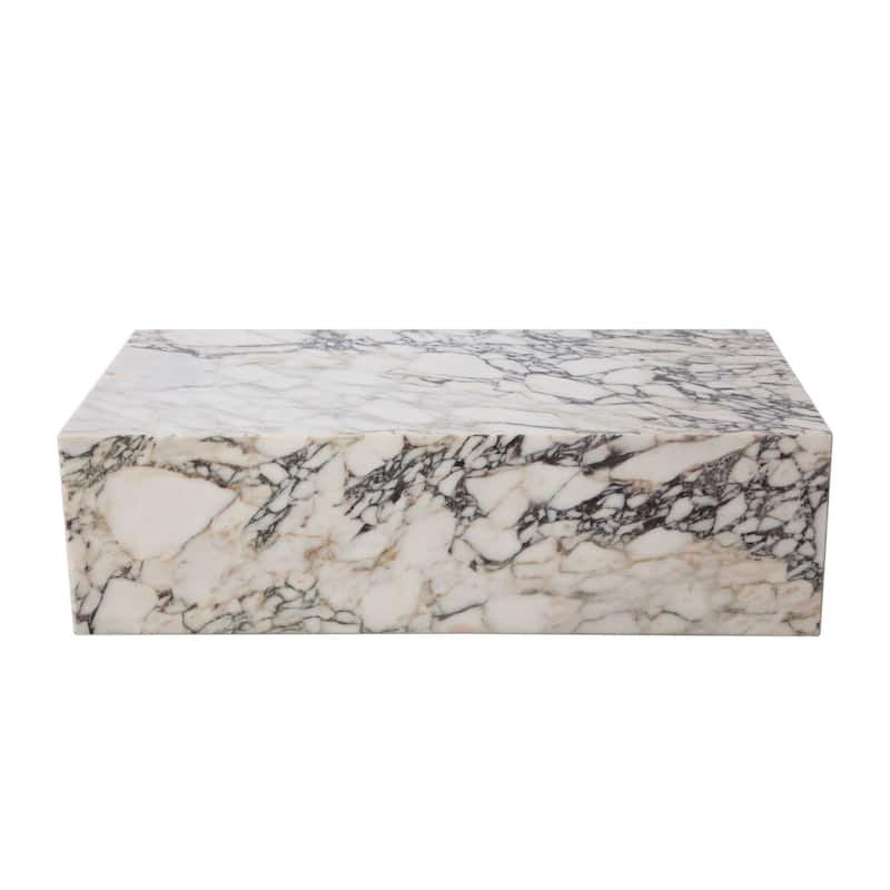Rey Cocktail Coffee Table, 48 Inch Rectangular Natural Viola Marble Body