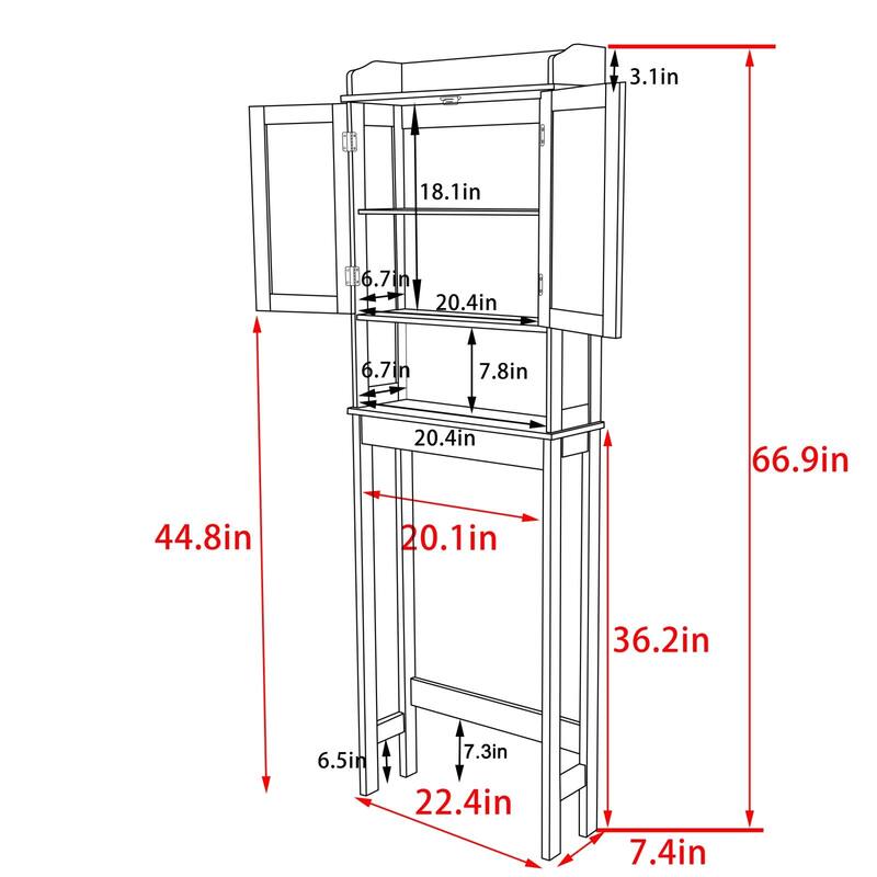 VEIKOUS Bathroom Over The Toilet Storage Cabinet Organizer With Doors and Shelves