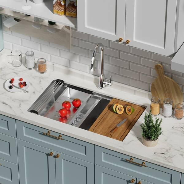 CB HOME 32'' Gold Undermount & Drop in Double Bowl Kitchen