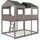 preview thumbnail 7 of 26, Full Over Full Wood Bunk Bed with Roof, Window, Guardrail & Ladder, Playhouse-Inspired, Safe & Durable Design, Antique Grey