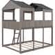 preview thumbnail 7 of 26, Full Over Full Wooden Bunk Bed House Kids Bed with Roof,Window,Guardrail,Ladder,Playhouse Inspired