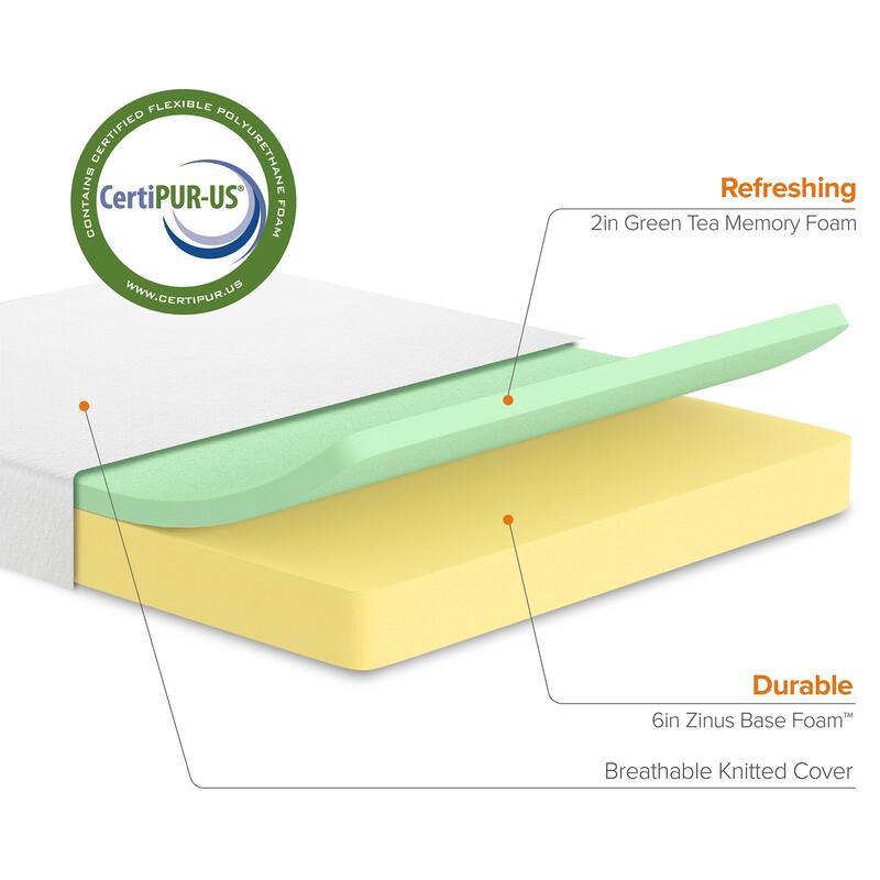 Priage by ZINUS 8-inch Green Tea Element Memory Foam Mattress