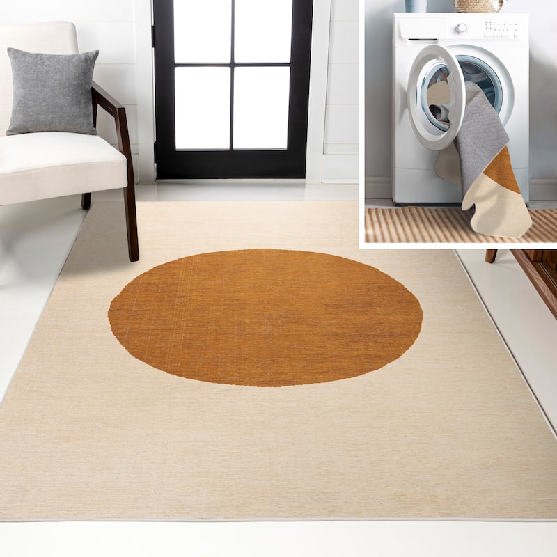 JONATHAN Y Demie Bohemian Textured Weave Floral Machine Washable Area Rug - 4 X 6 - Cream/Terracotta
