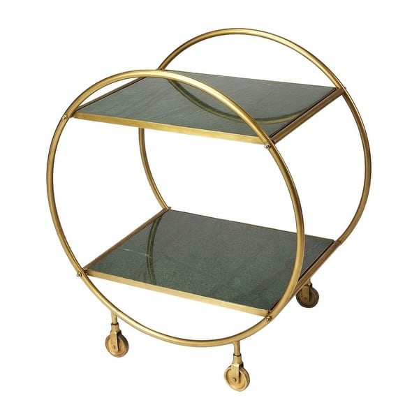 slide 2 of 2, Modern Green Marble and Metal Rectangular Serving Table - Multicolor - N/A