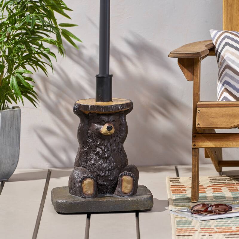 Roomfitters Rabbit/Bear/Elephant Umbrella Base, Decorative Heavy-Duty Patio Stand - Dark Brown-Bear