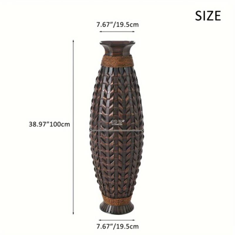 39" Decorative Tall Hand-Woven Bamboo Floor Vase