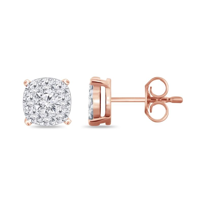 Auriya 14k Gold 5/8ctw Cushion Pave Diamond Stud Earrings (H-I, I1-I2)