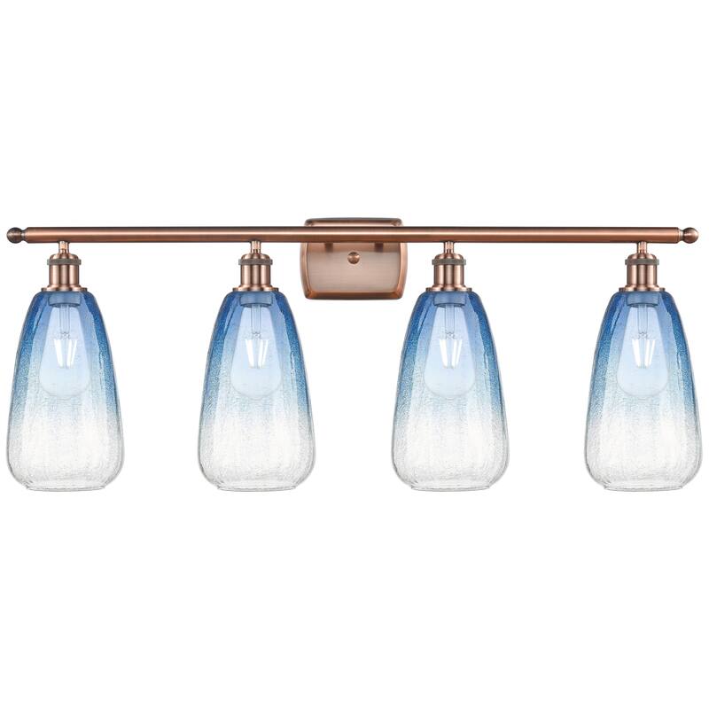 Innovations Lighting Endless Possibilities Ballston - Brookhaven Almond - 4 Light 36" Bath Vanity Light - Antique Copper/Sapphire Blue