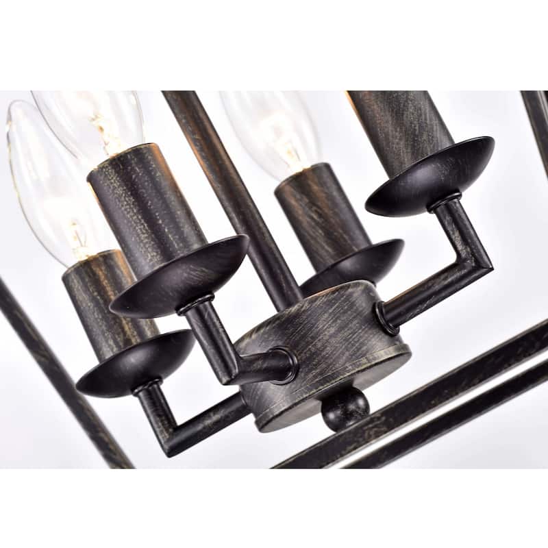 Ashley Antique Black 4-light Iron Cage Chandelier
