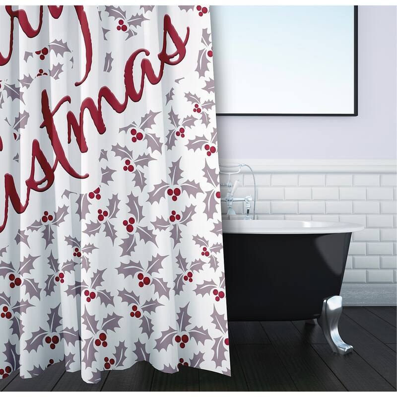 Merry Christmas with Holly Shower Curtain