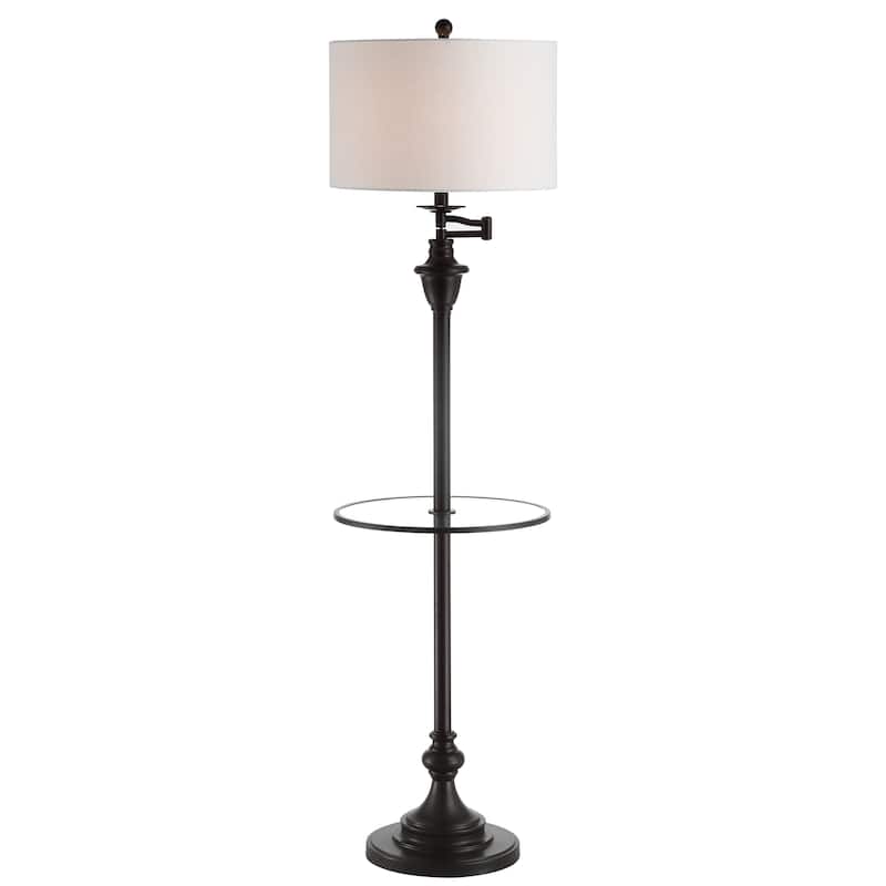 Luce 60" Metal/Glass LED Side Table and Floor Lamp, Chrome by JONATHAN Y - 60" H x 16" W x 16" D