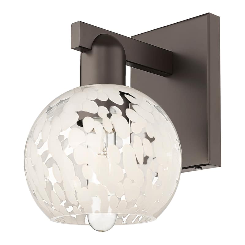 Innovations Lighting 716-1W-10-6 White Mouchette Sconce White - Oil Rubbed Bronze / White Mouchette