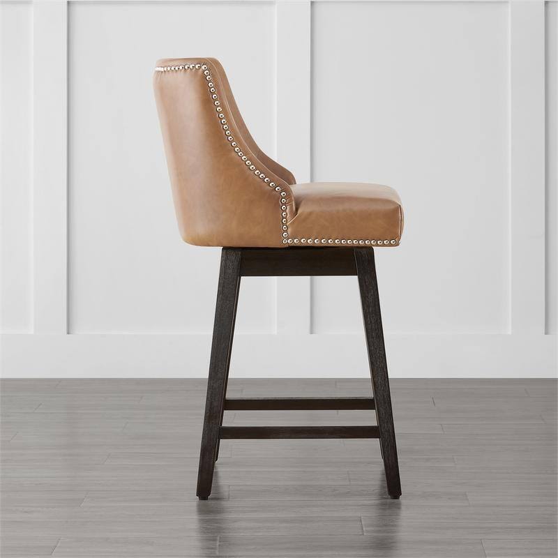 Spruce & Spring Olive Upholstered Counter Height Swivel Barstools-Single