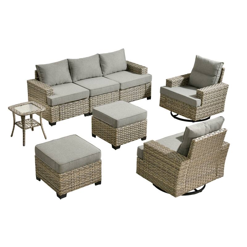 XIZZI 8-piece Wicker Patio Furniture Set with Swivel Chairs