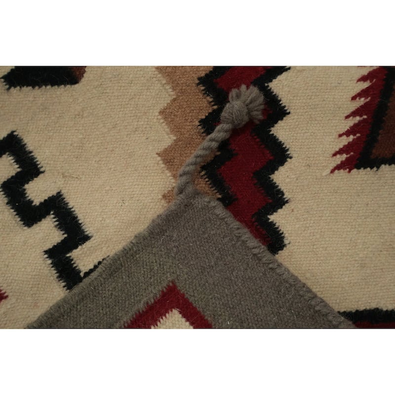 Hand Woven Oriental 100% Wool Carpet Southwestern Tribal Brown Kilim Area Rug - 8' 2'' X 5' 0''