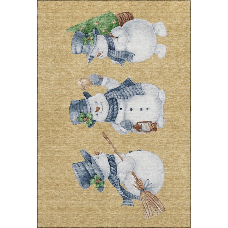 Premium Washable Super Soft Winter Holiday Snowman Mayfield Rug