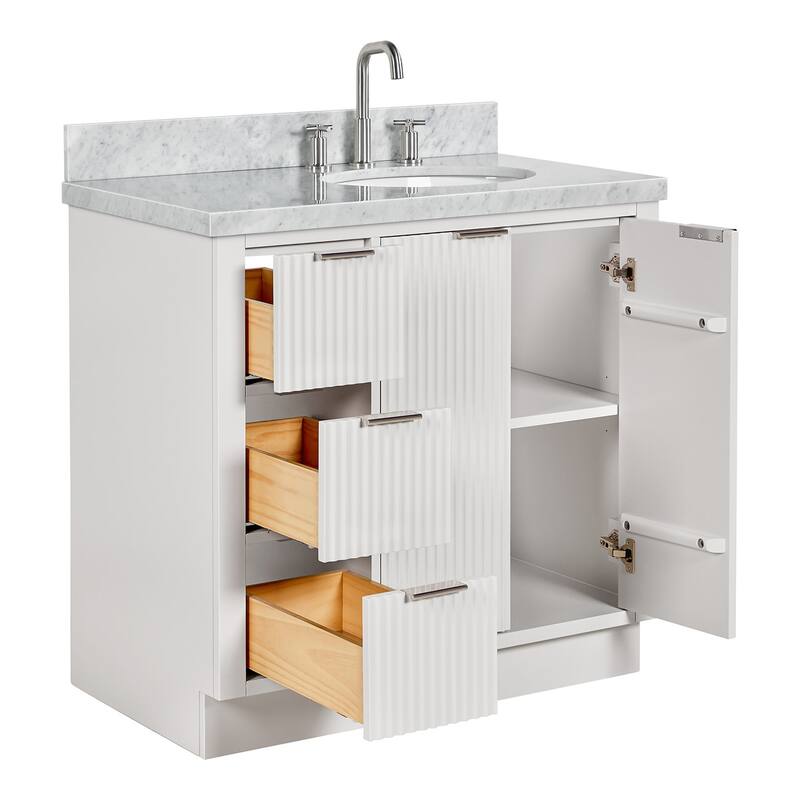 Ariel P37RCWOVO Milan 37" Free Standing Single Oval Basin Vanity Set