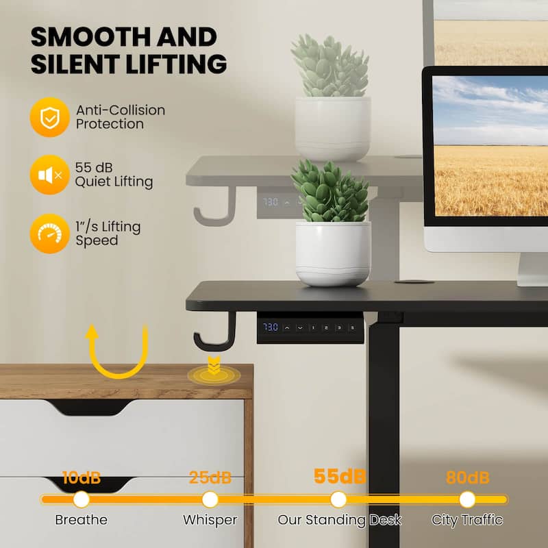 Costway 63 x 24 Inch Sit Stand Desk Height Adjustable Electric - See Details