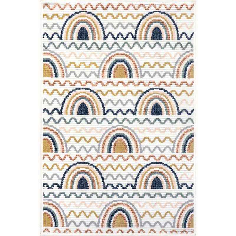 Nuloom Kaarina Multi Rainbow Kids Fringe Area Rug