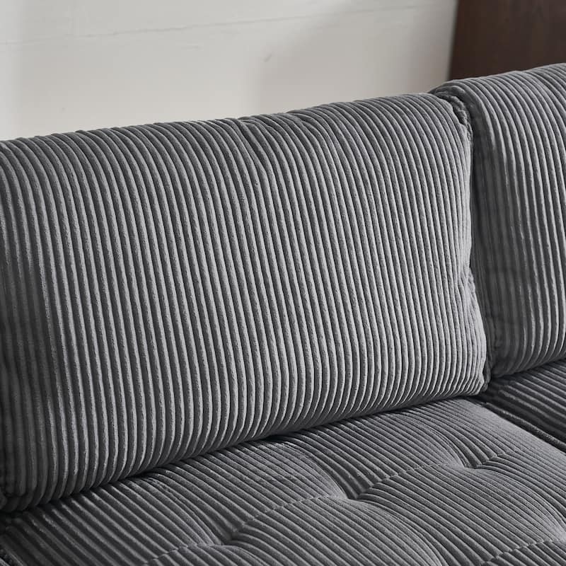 Ergonomic Lounge Modular Couch Corduroy Sectional Sofa with Deep Seat Ottoman Chaise and High-Rebound Thick Cushions