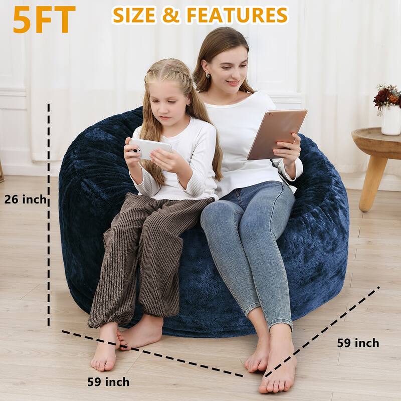 Storage Bean Bag Chair Cover (No Filler) for Kids and Adults, Soft Stuffable Bean Bag for Organizing Children Plush Toys