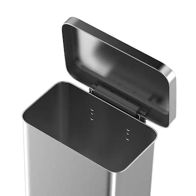 Silver Steel 20-Gallon Step-On Rectangular Kitchen Trash Can